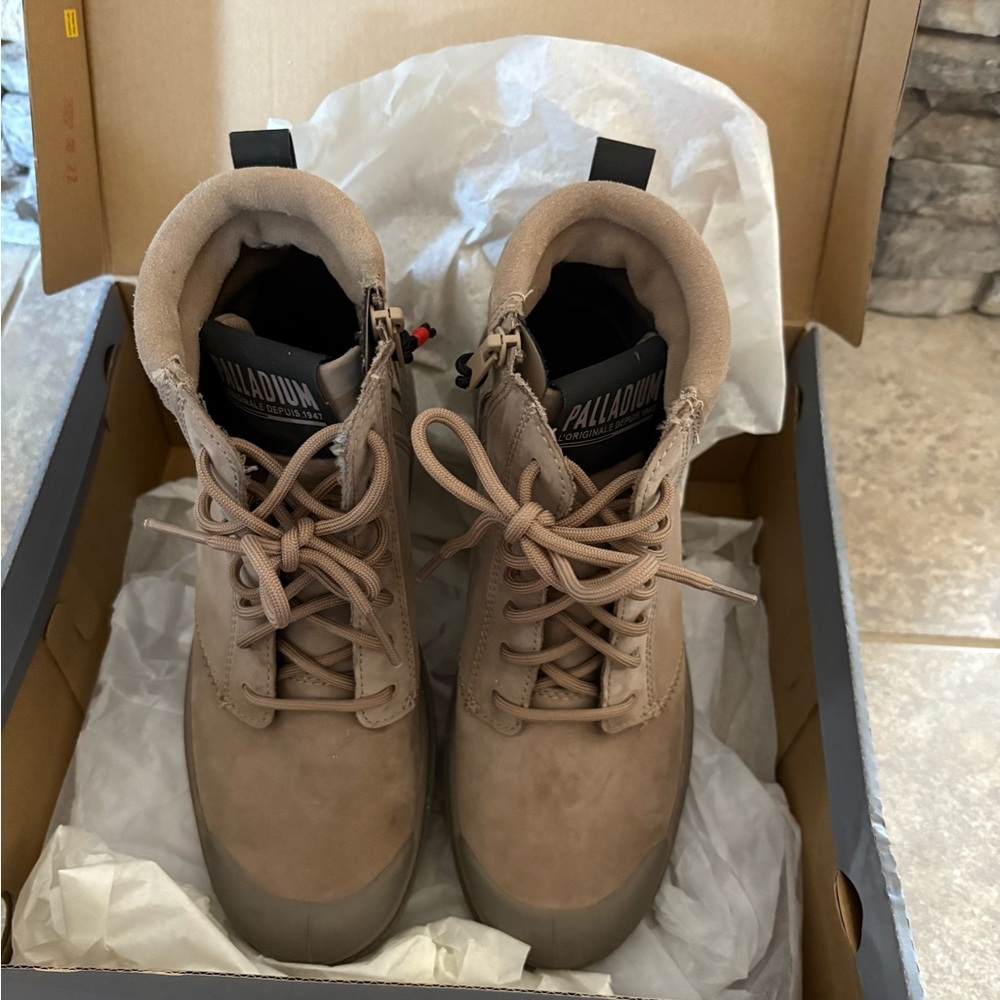 Palladium Women's Brown Combat Boots - Picture 2 of 6